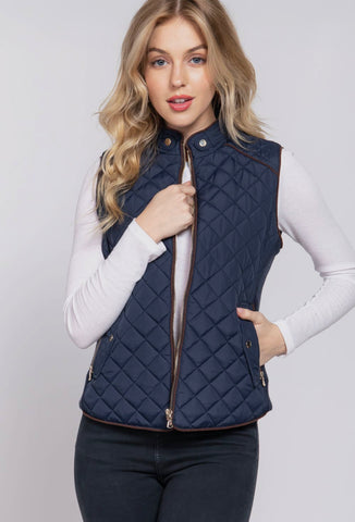 Quilted padding vest (blue)