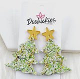 Festive Glitter layered Christmas tree earrings