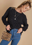 Black fuzzy diamond sweater