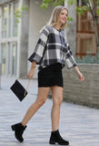 Plaid bubble sleeve oversized top