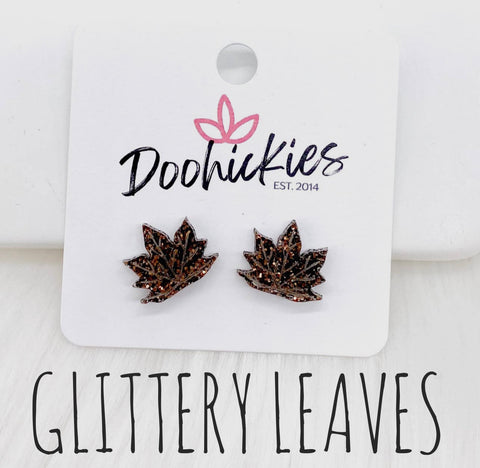 Glittery Leaves studs -Earrings