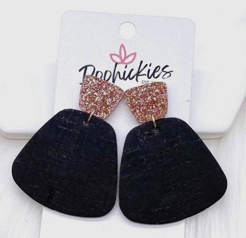 Rose glitter and black jasmine earrings