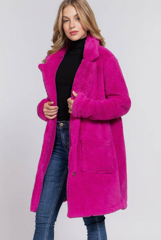Notched collar Sherpa coat
