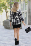 Plaid bubble sleeve oversized top