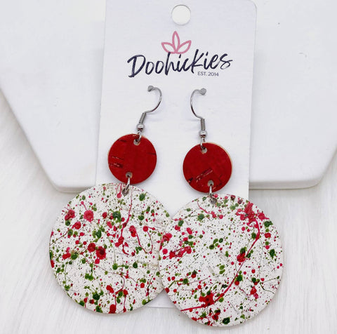 Red and Christmas splatter earrings