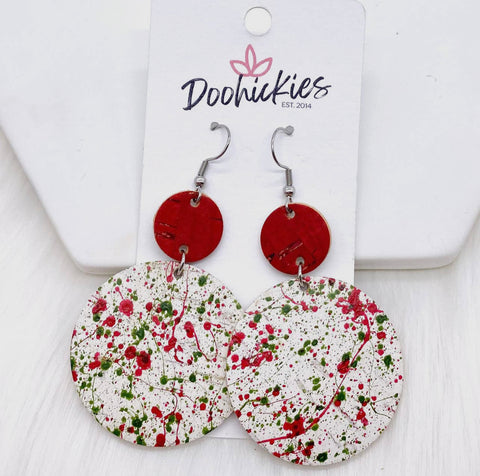Red and Christmas splatter earrings