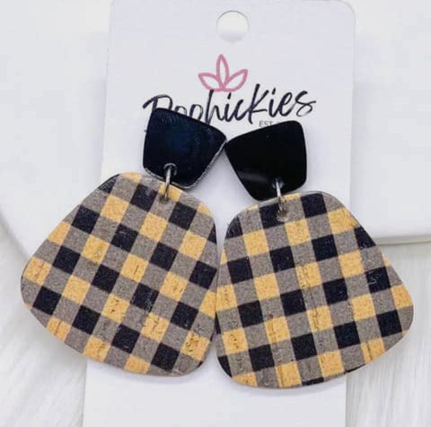 Black and yellow fall cork earrings
