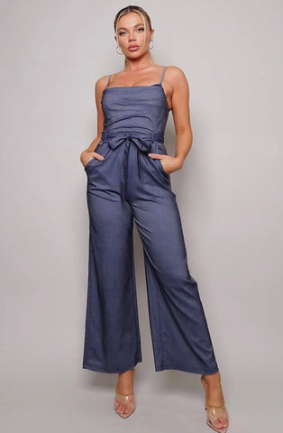 Blue denim jumpsuit