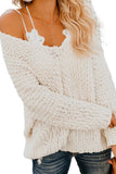 White V-neck pullover sweater