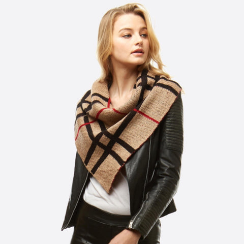 Plaid Print Knit Infinity Scarf