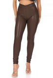 Chocolate Solid Faux Leggings