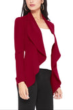 Burgundy Long Sleeve Solid Blazer