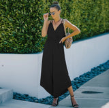 Black Asymmetrical Wide Leg Jumpsuit
