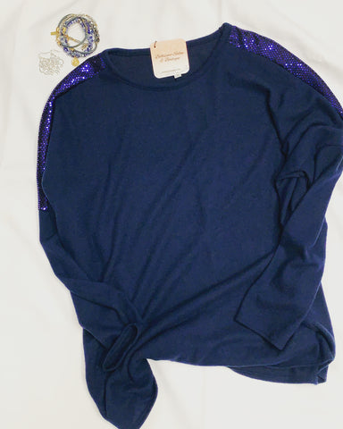 Blue Long sleeve with sequin detail