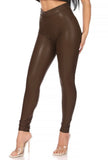 Chocolate Solid Faux Leggings