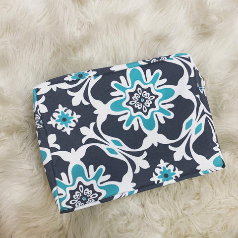 Grey and mint cosmetic bag