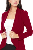 Burgundy Long Sleeve Solid Blazer
