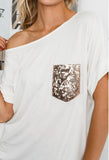 Ivory off the shoulder boxy top