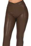 Chocolate Solid Faux Leggings