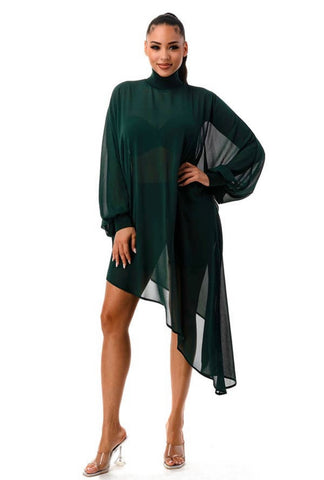 Emerald Green Asymmetrical Turtleneck