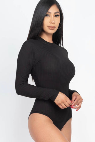 Mock Neck Ribbed Bodysuit