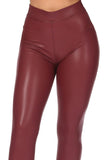 Burgundy faux leather leggings