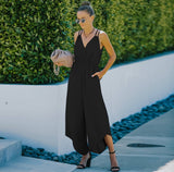 Black Asymmetrical Wide Leg Jumpsuit