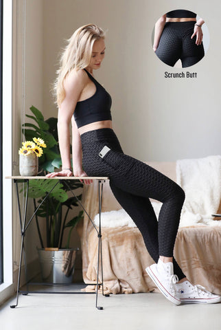 Black Honeycomb High Waist Leggings