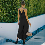 Black Asymmetrical Wide Leg Jumpsuit